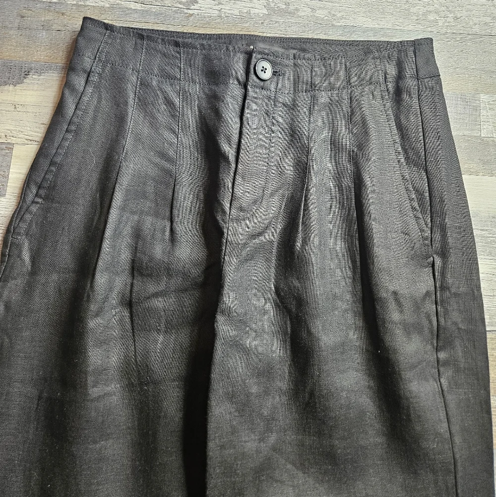 Banana Republic NEW 100% Linen High Rise Pleated Pants Black Size 0